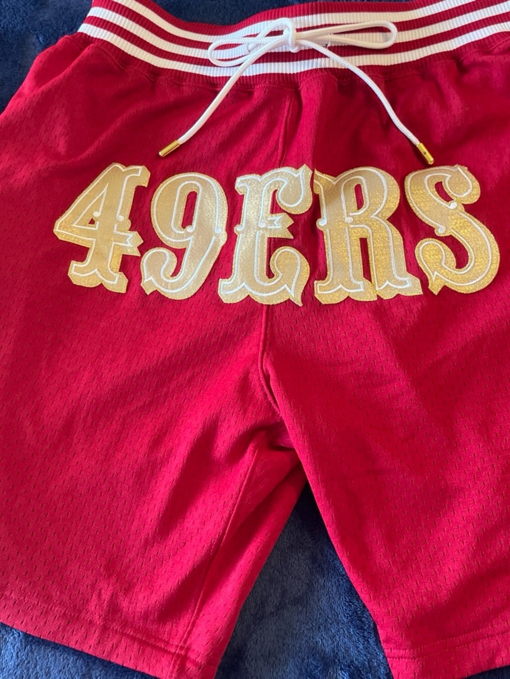 Just Don Red Athletic Shorts with Gold '49ERS' Applique Vintage